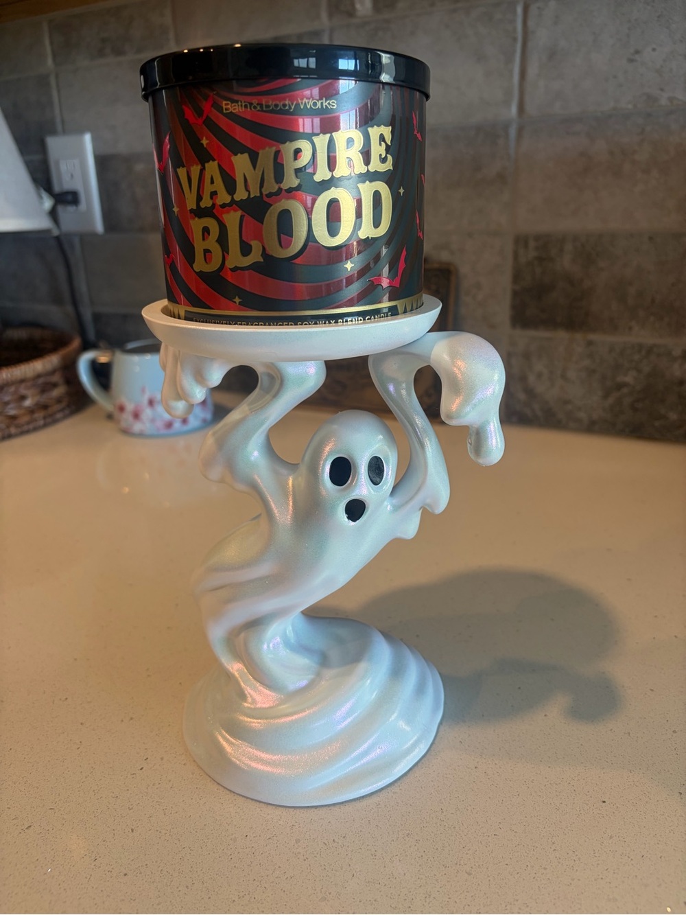 Bath & Body Works Iridescent White Ghost Candle Stand